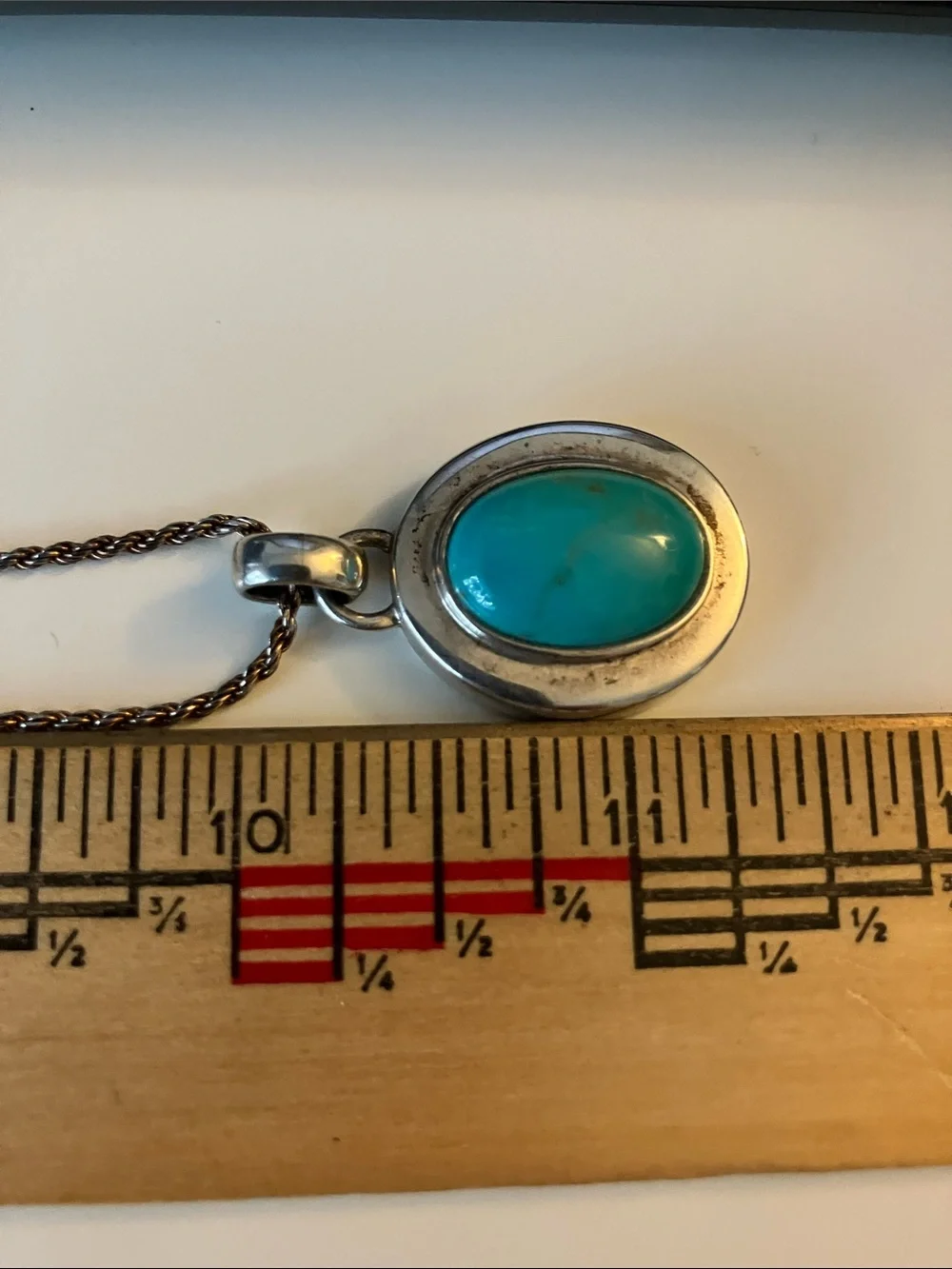 Sterling Silver Turquoise Oval Pendant Necklace